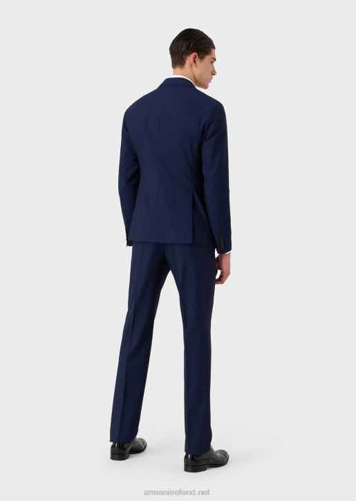 Men 086V1464 Modern-Fit Single-Breasted Suit In An Ultra-Light Virgin-Wool Blend Solaro Fabric Armani Blue