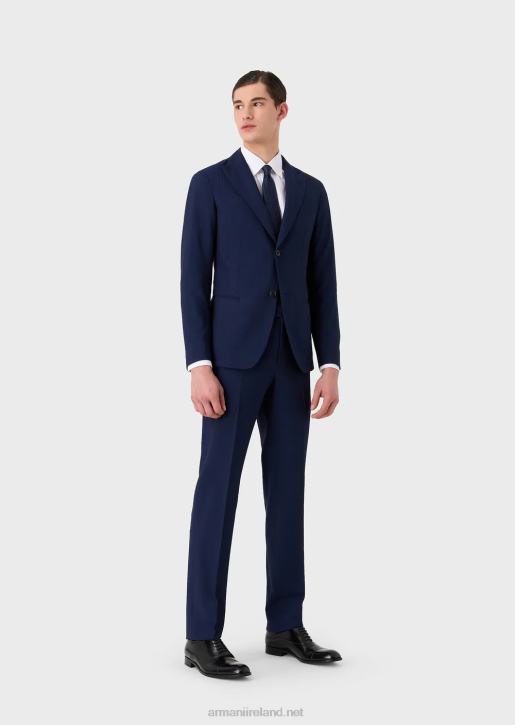 Men 086V1464 Modern-Fit Single-Breasted Suit In An Ultra-Light Virgin-Wool Blend Solaro Fabric Armani Blue
