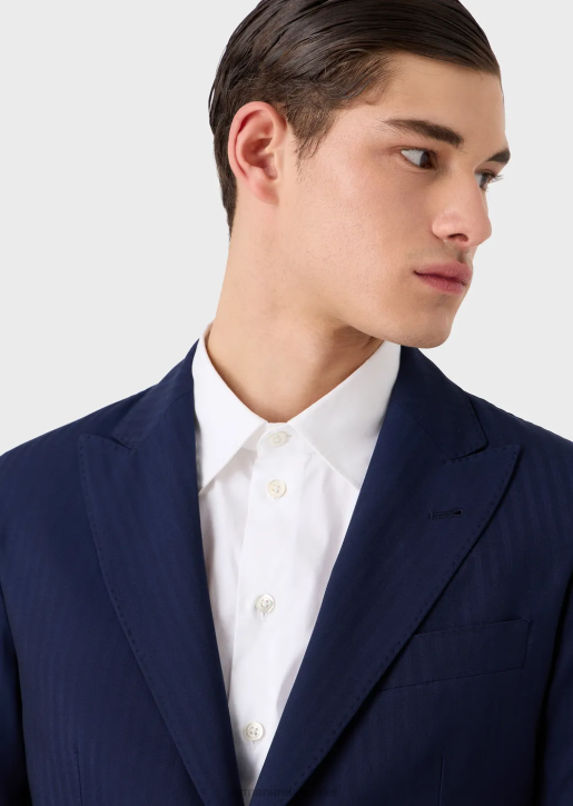 Men 086V1464 Modern-Fit Single-Breasted Suit In An Ultra-Light Virgin-Wool Blend Solaro Fabric Armani Blue