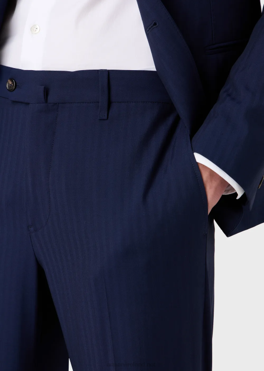 Men 086V1464 Modern-Fit Single-Breasted Suit In An Ultra-Light Virgin-Wool Blend Solaro Fabric Armani Blue