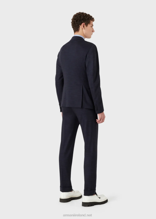 Men 086V1466 Modern-Fit Double-Breasted Suit In Eucalyptus Wool Blend Jersey Armani