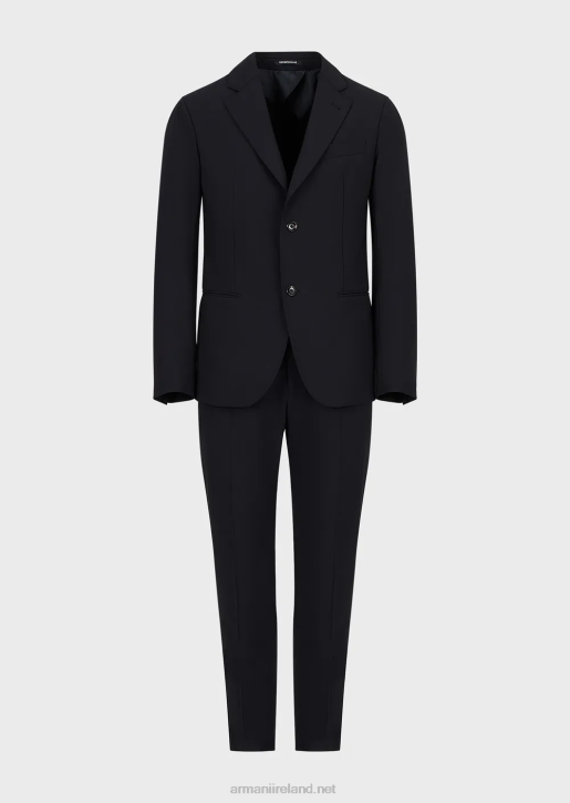 Men 086V1468 Modern-Fit, Single-Breasted Suit In Compact, Two-Way Stretch Canvas Armani Navy Blue