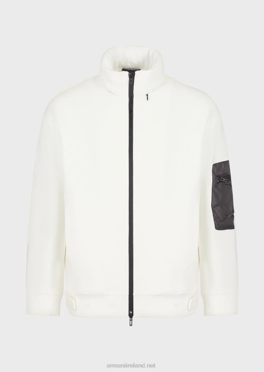 Men 086V1379 Travel Essentials Full-Zip Sweatshirt In Double Jersey Armani White