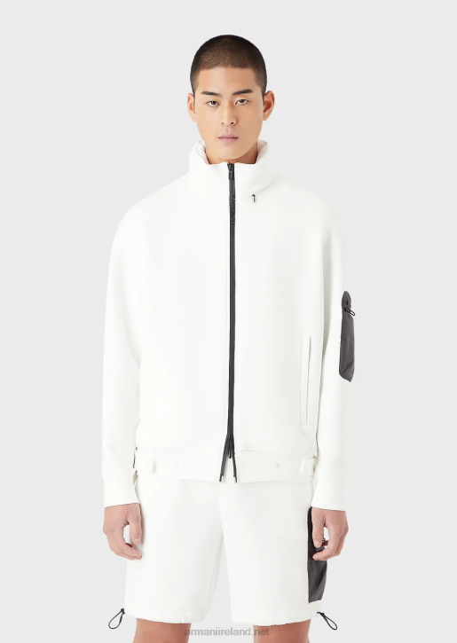 Men 086V1379 Travel Essentials Full-Zip Sweatshirt In Double Jersey Armani White