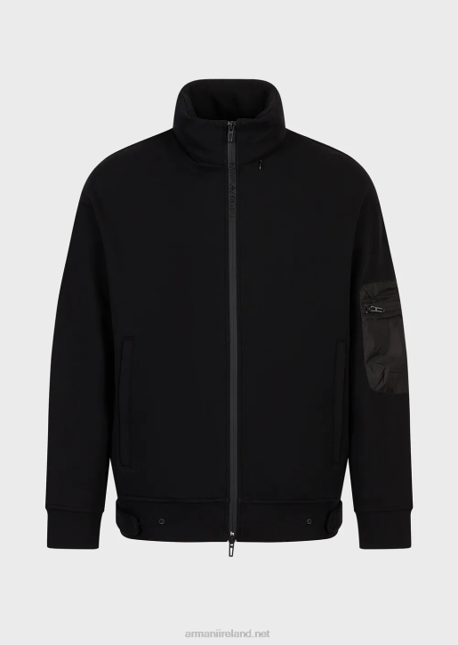 Men 086V1380 Travel Essentials Full-Zip Sweatshirt In Double Jersey Armani Black
