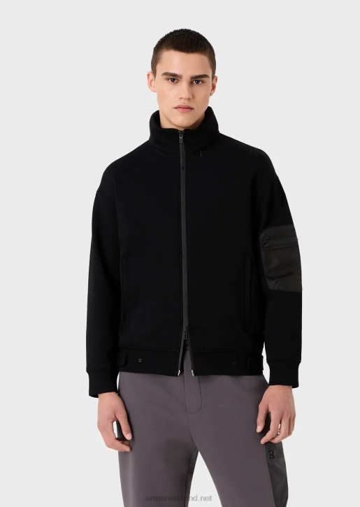 Men 086V1380 Travel Essentials Full-Zip Sweatshirt In Double Jersey Armani Black