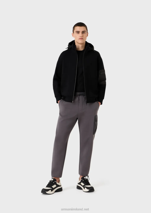 Men 086V1380 Travel Essentials Full-Zip Sweatshirt In Double Jersey Armani Black