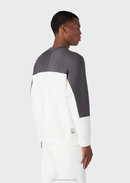 Men 086V1382 Travel Essentials Two-Toned Sweatshirt In Double Jersey Armani White
