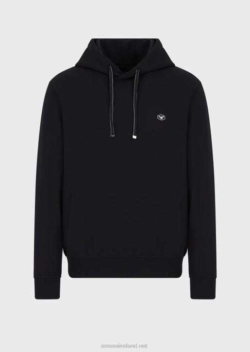 Men 086V1387 Hooded Sweatshirt With Micro Logo Patch Armani Navy Blue