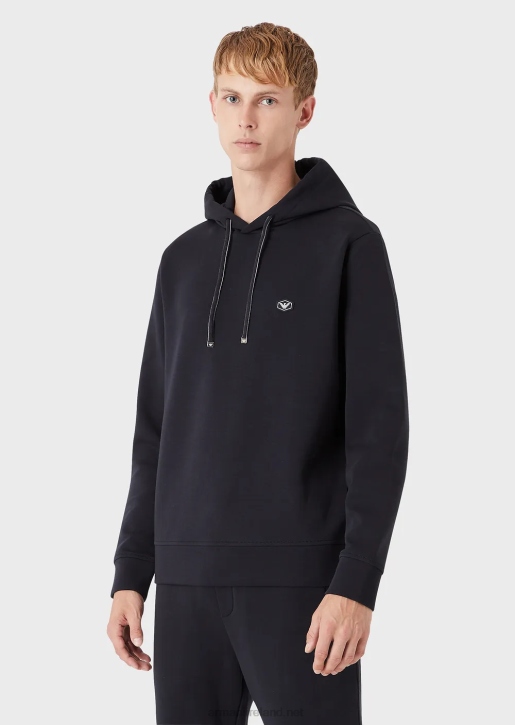 Men 086V1387 Hooded Sweatshirt With Micro Logo Patch Armani Navy Blue