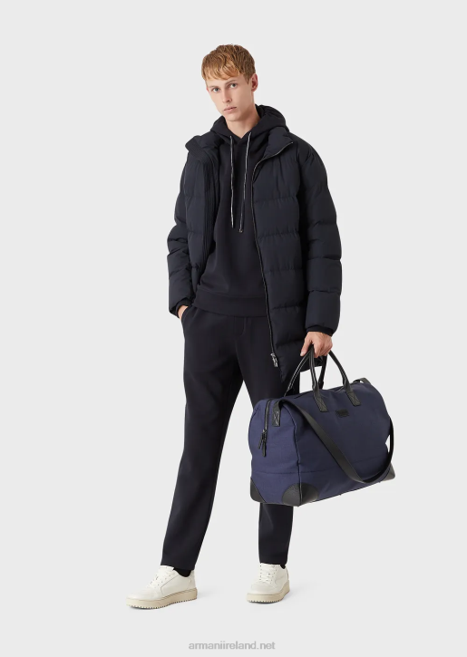 Men 086V1387 Hooded Sweatshirt With Micro Logo Patch Armani Navy Blue