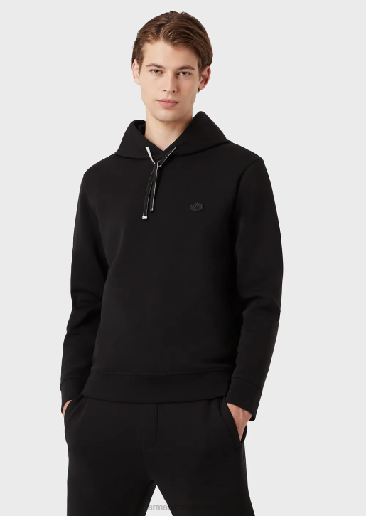 Men 086V1388 Hooded Sweatshirt With Micro Logo Patch Armani Black