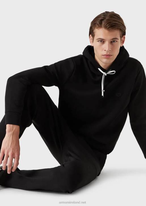 Men 086V1388 Hooded Sweatshirt With Micro Logo Patch Armani Black