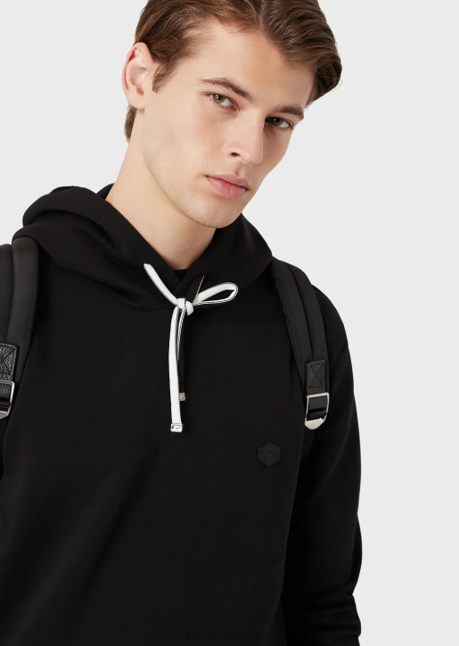 Men 086V1388 Hooded Sweatshirt With Micro Logo Patch Armani Black