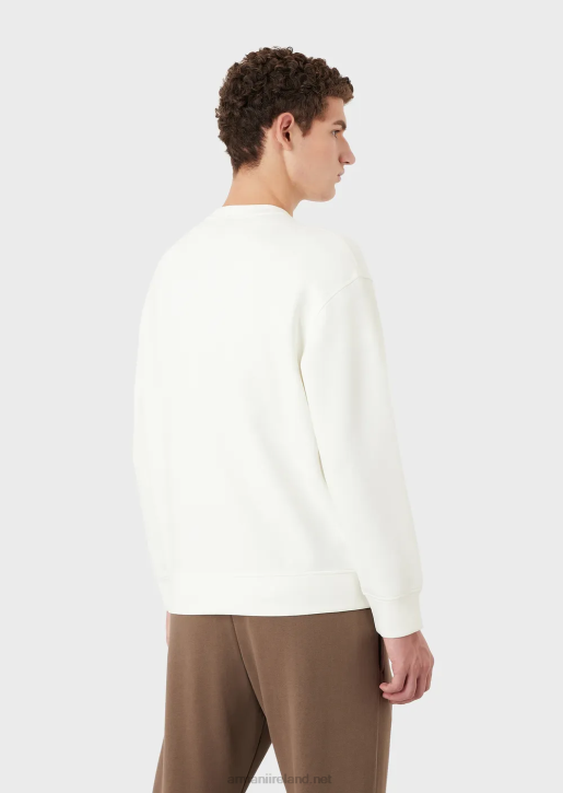 Men 086V1414 Double-Jersey Sweatshirt With Logo Embroidery At The Neckline Armani White