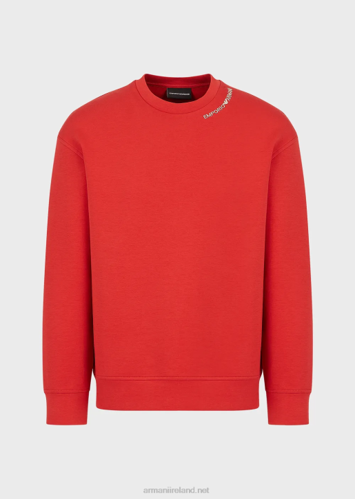 Men 086V1415 Double-Jersey Sweatshirt With Logo Embroidery At The Neckline Armani Red