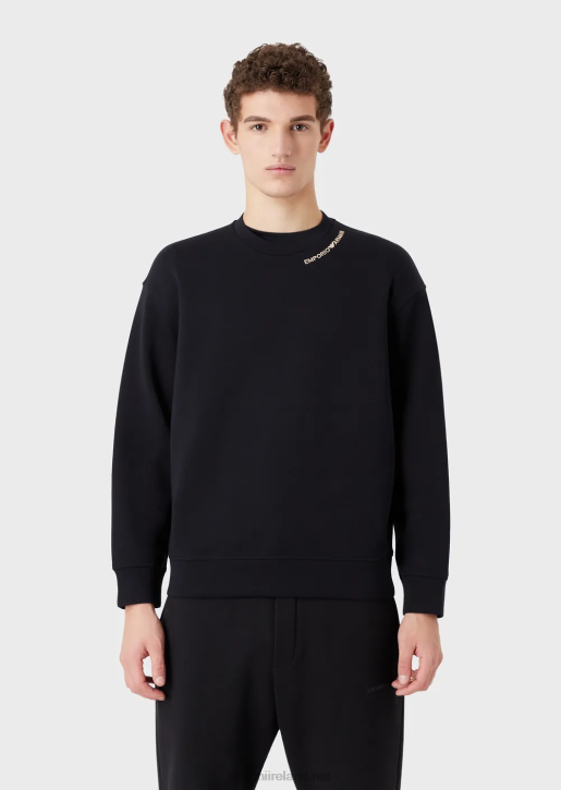 Men 086V1416 Double-Jersey Sweatshirt With Logo Embroidery At The Neckline Armani Navy Blue