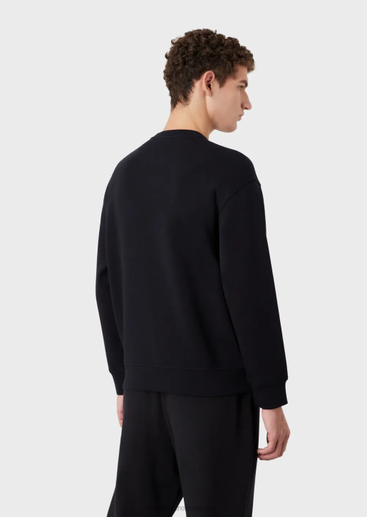 Men 086V1416 Double-Jersey Sweatshirt With Logo Embroidery At The Neckline Armani Navy Blue