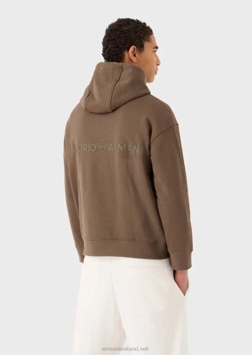 Men 086V1420 Heavy-Jersey Hooded Sweatshirt With Bold Rubberised Logo Armani Dove Grey