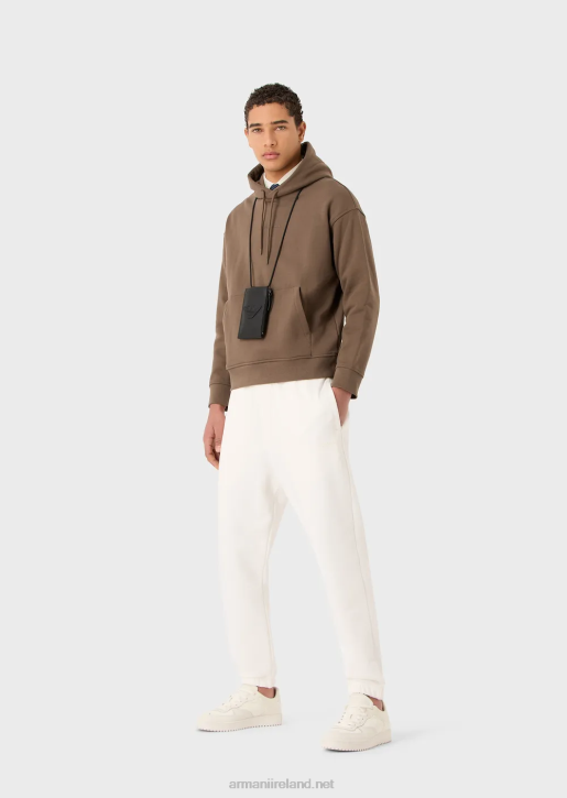 Men 086V1420 Heavy-Jersey Hooded Sweatshirt With Bold Rubberised Logo Armani Dove Grey