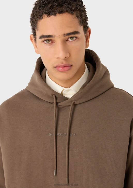 Men 086V1420 Heavy-Jersey Hooded Sweatshirt With Bold Rubberised Logo Armani Dove Grey