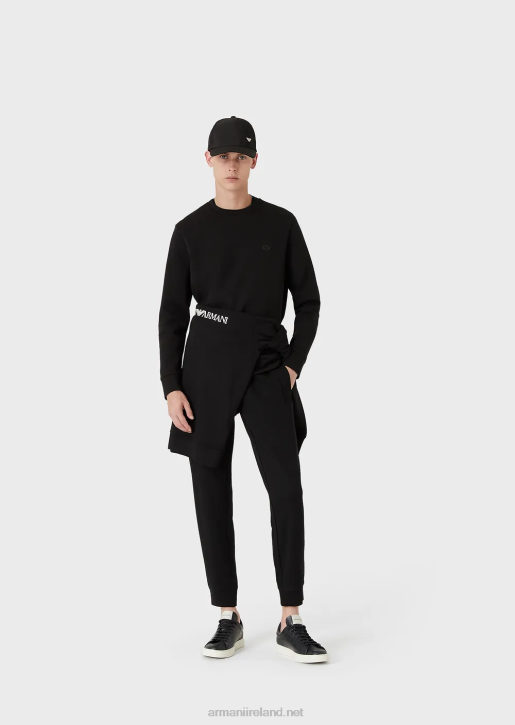 Men 086V1431 Crew-Neck Sweatshirt With Micro Logo Patch Armani Black