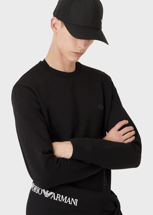 Men 086V1431 Crew-Neck Sweatshirt With Micro Logo Patch Armani Black