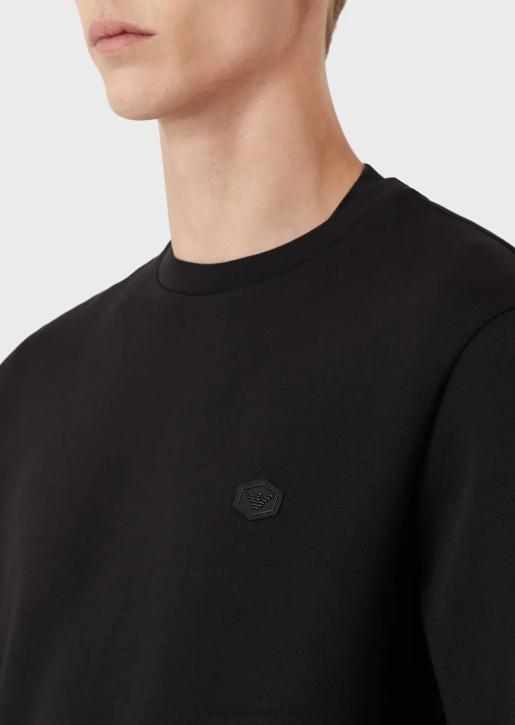 Men 086V1431 Crew-Neck Sweatshirt With Micro Logo Patch Armani Black