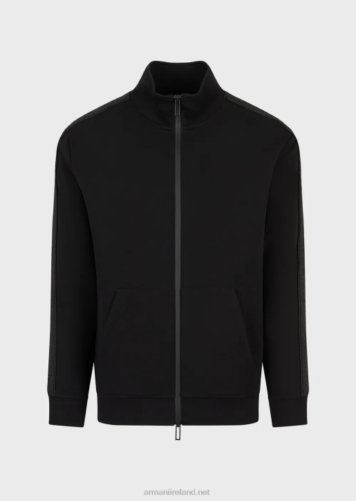 Men 086V1436 Double-Jersey Full-Zip Sweatshirt With Logo Tape Armani Black
