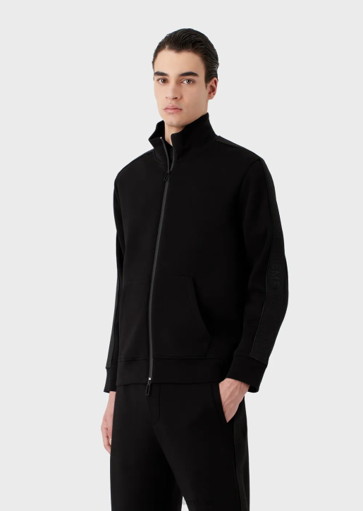 Men 086V1436 Double-Jersey Full-Zip Sweatshirt With Logo Tape Armani Black
