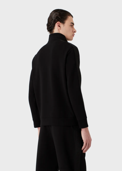 Men 086V1436 Double-Jersey Full-Zip Sweatshirt With Logo Tape Armani Black
