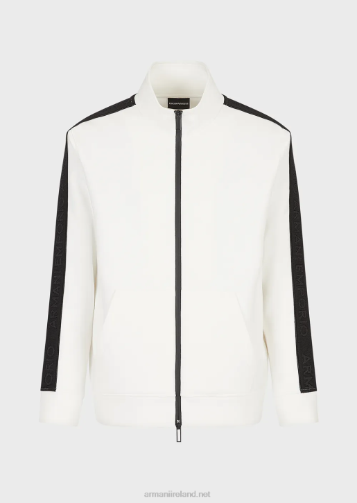 Men 086V1437 Double-Jersey Full-Zip Sweatshirt With Logo Tape Armani White
