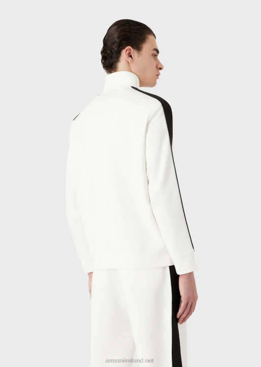 Men 086V1437 Double-Jersey Full-Zip Sweatshirt With Logo Tape Armani White