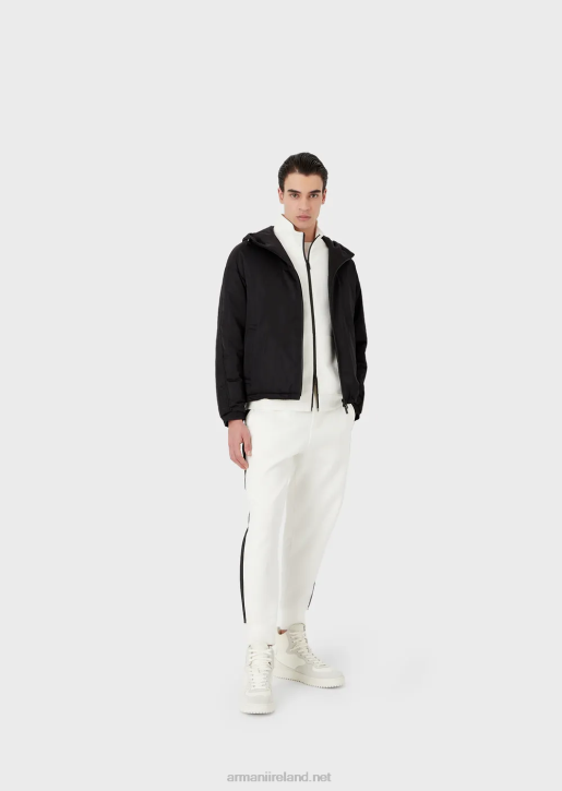 Men 086V1437 Double-Jersey Full-Zip Sweatshirt With Logo Tape Armani White