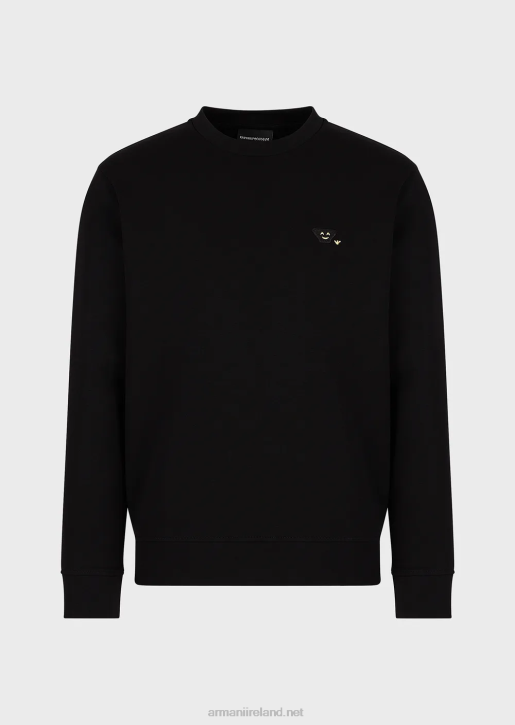 Men 086V1439 Double-Jersey Sweatshirt With Matching Emoji Patch Armani Black