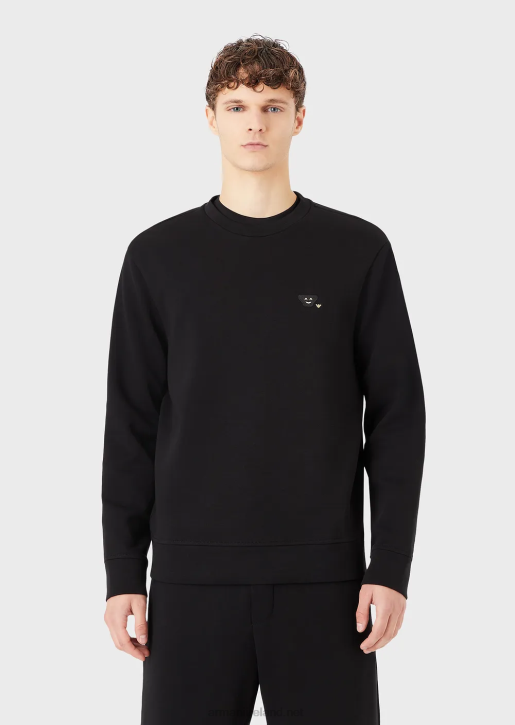 Men 086V1439 Double-Jersey Sweatshirt With Matching Emoji Patch Armani Black