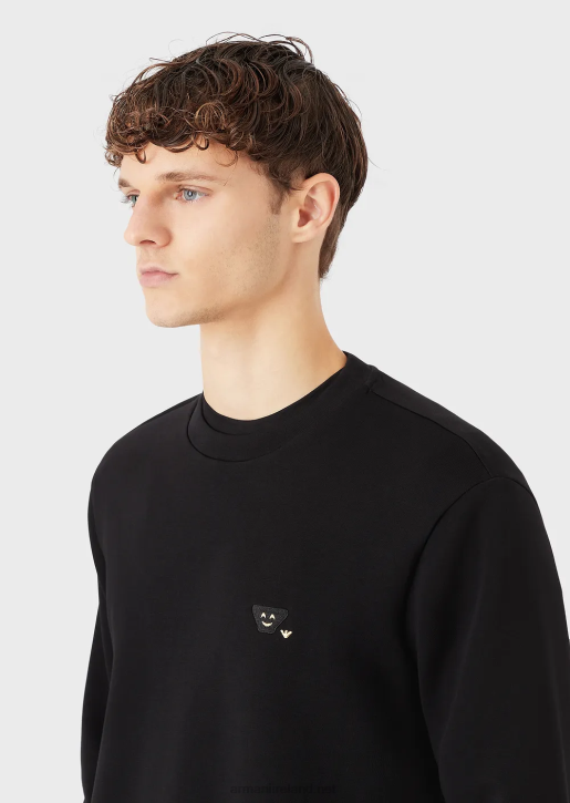 Men 086V1439 Double-Jersey Sweatshirt With Matching Emoji Patch Armani Black