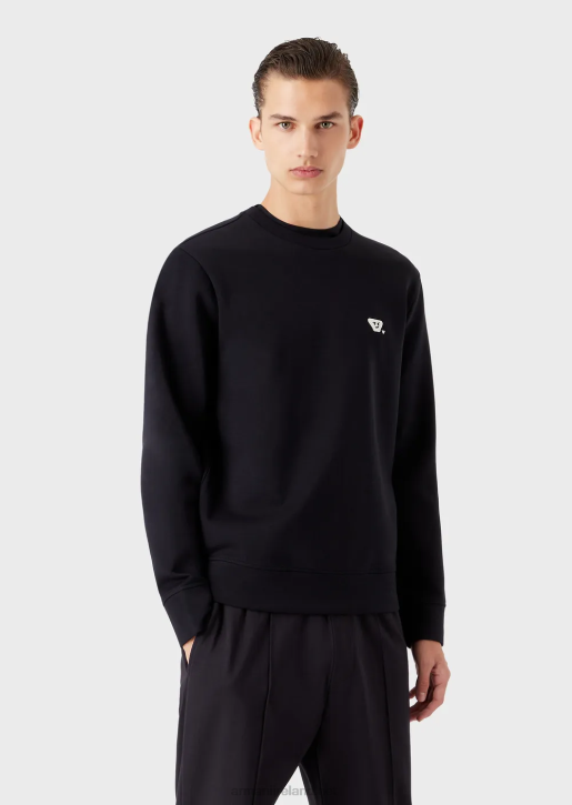 Men 086V1440 Double-Jersey Sweatshirt With Matching Emoji Patch Armani Navy Blue