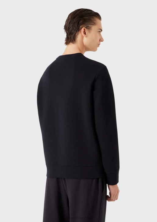 Men 086V1440 Double-Jersey Sweatshirt With Matching Emoji Patch Armani Navy Blue