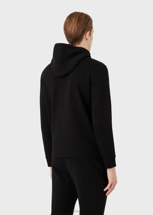 Men 086V1444 Double-Jersey Hooded Zip-Up Sweatshirt With Rabbit Embroidery Armani Black