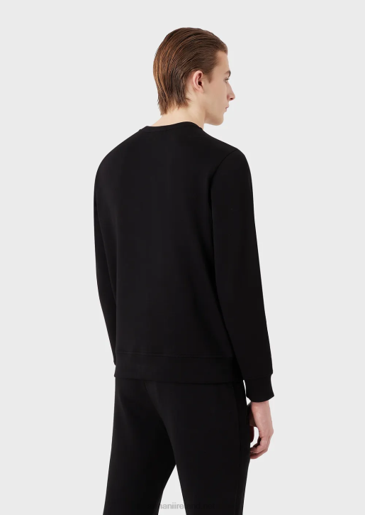 Men 086V1445 Double-Jersey Sweatshirt With Rabbit Embroidery Armani Black
