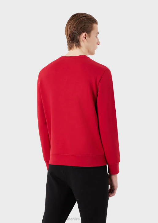 Men 086V1446 Double-Jersey Sweatshirt With Rabbit Embroidery Armani Red
