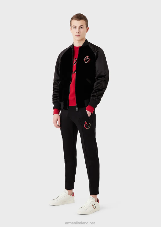 Men 086V1446 Double-Jersey Sweatshirt With Rabbit Embroidery Armani Red