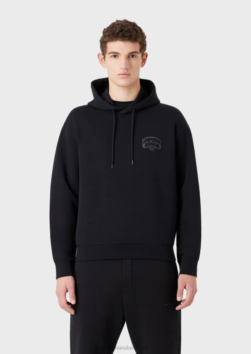 Men 086V1574 Double-Jersey Hooded Sweatshirt With Embroidered Logo Armani White