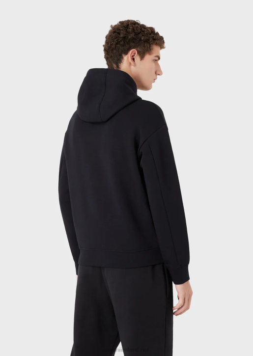 Men 086V1574 Double-Jersey Hooded Sweatshirt With Embroidered Logo Armani White