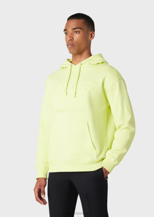 Men 086V1576 Hooded Sweatshirt With Embossed Oversized Eagle Armani Lime Green