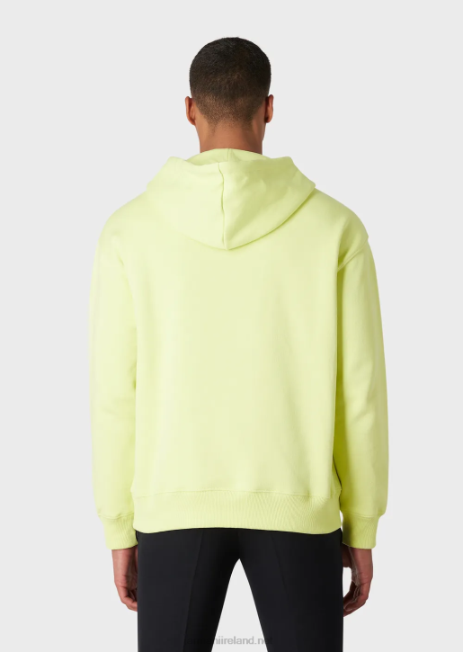 Men 086V1576 Hooded Sweatshirt With Embossed Oversized Eagle Armani Lime Green