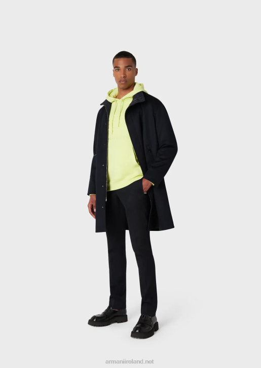 Men 086V1576 Hooded Sweatshirt With Embossed Oversized Eagle Armani Lime Green