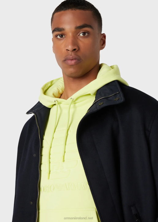 Men 086V1576 Hooded Sweatshirt With Embossed Oversized Eagle Armani Lime Green