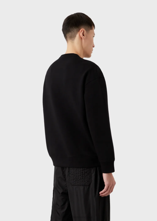 Men 086V1579 Double-Jersey Sweatshirt With Oversized Logo Embroidery Armani Black